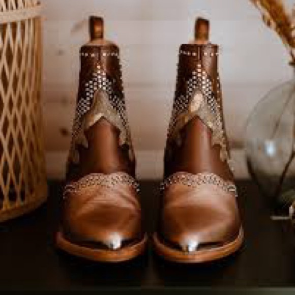 Mezcalero Chiara Rose Gold Glam Western booties - Sz. 41 New in Box - Picture 10 of 10